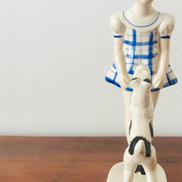 Vintage Porcelain Girl and Schnauzer/Airedale Dog Figurine, Made in Japan - Picture 2 of 10